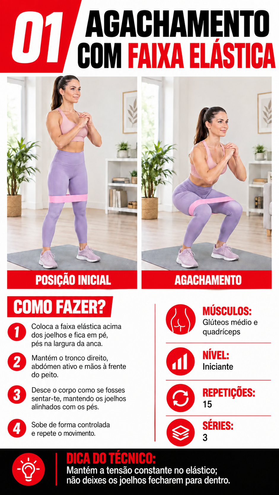 Página do guia: exercício 01 com banda elástica