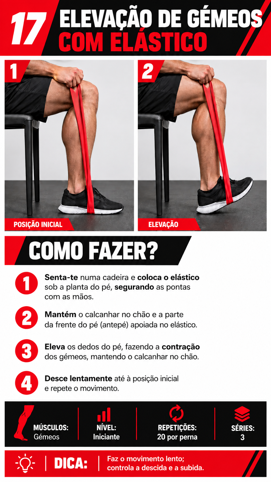 Página do guia: exercício 17 com banda elástica