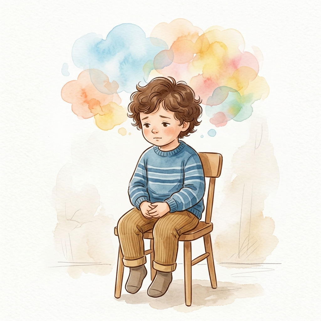 Niño expresando sus emociones en silencio